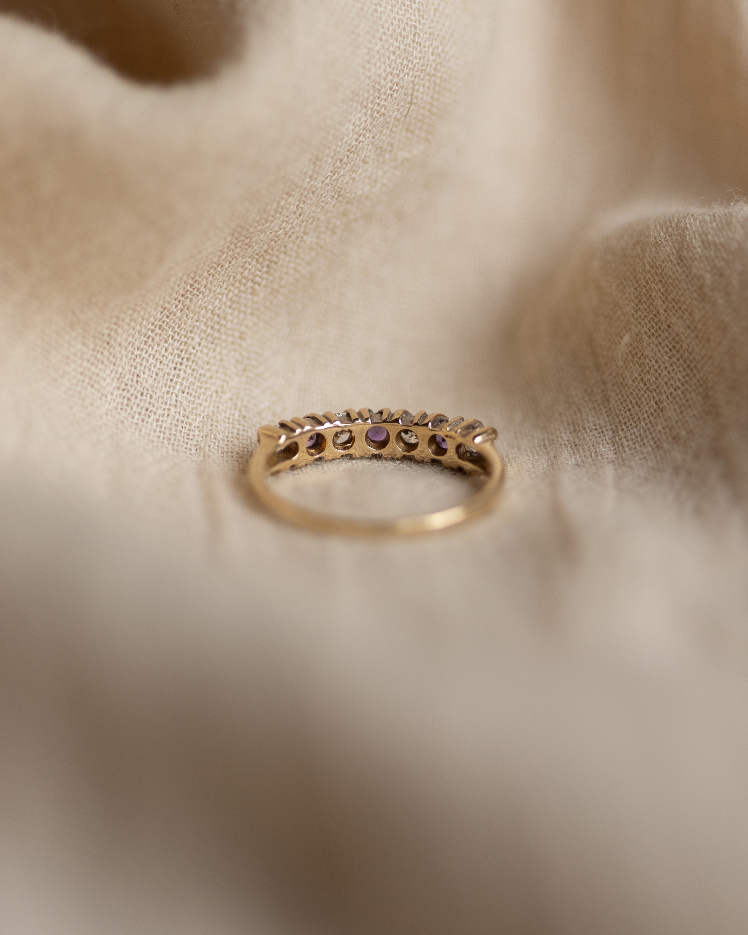 Dora Vintage 9ct Gold Amethyst & CZ Half Eternity Ring