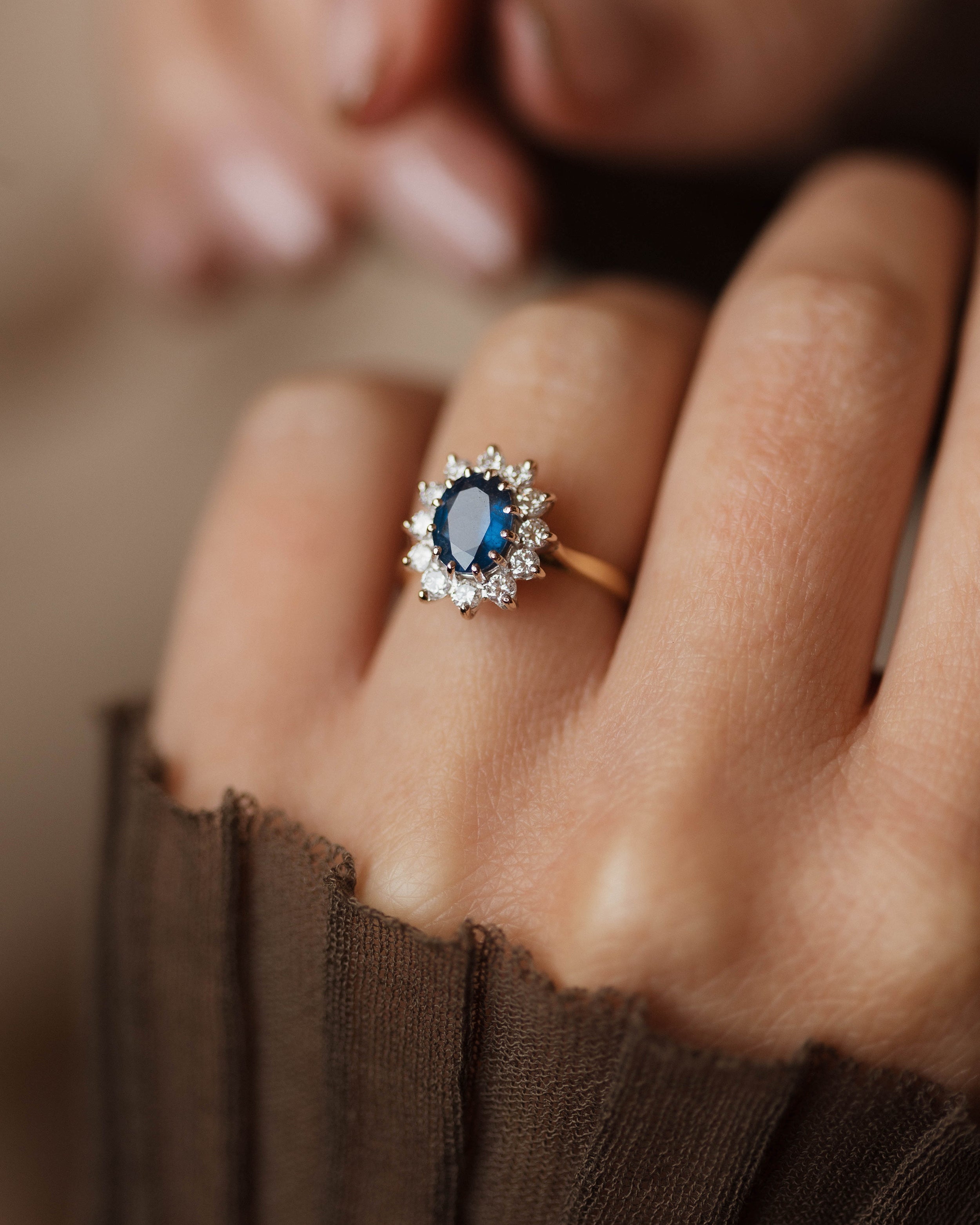 Image of Irena Vintage 18ct Gold Sapphire & Diamond Cluster Ring
