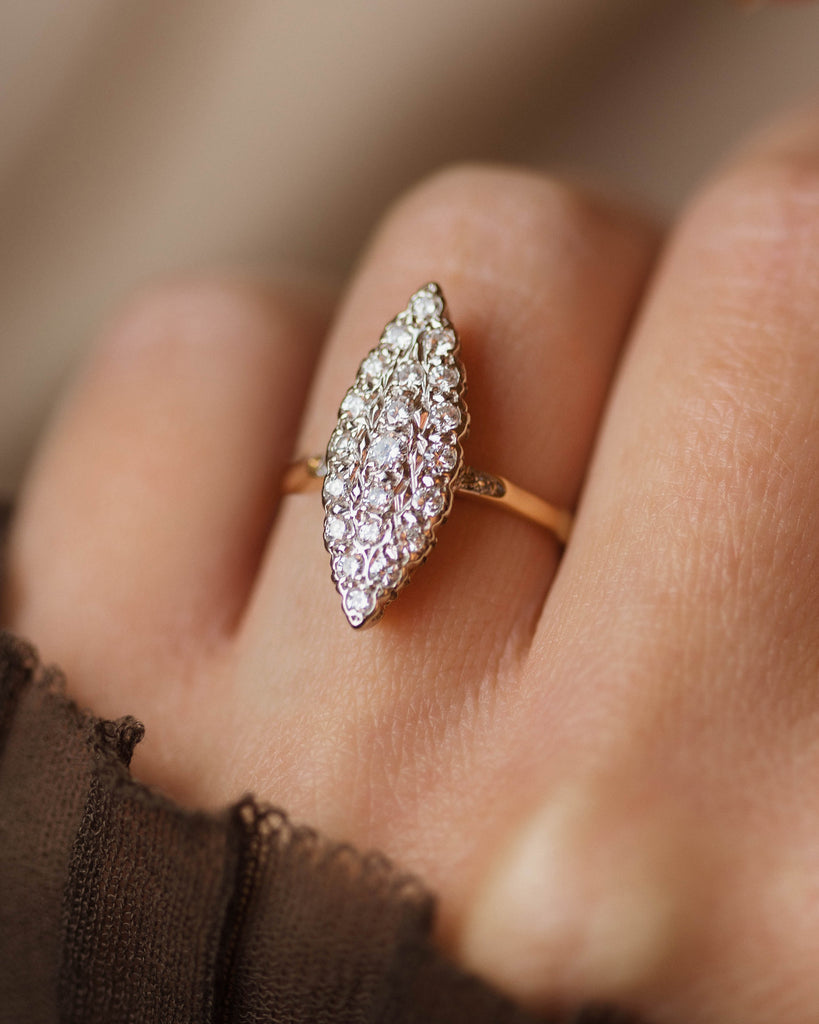 Valentina Vintage 18ct Gold Diamond Marquise Cluster Ring