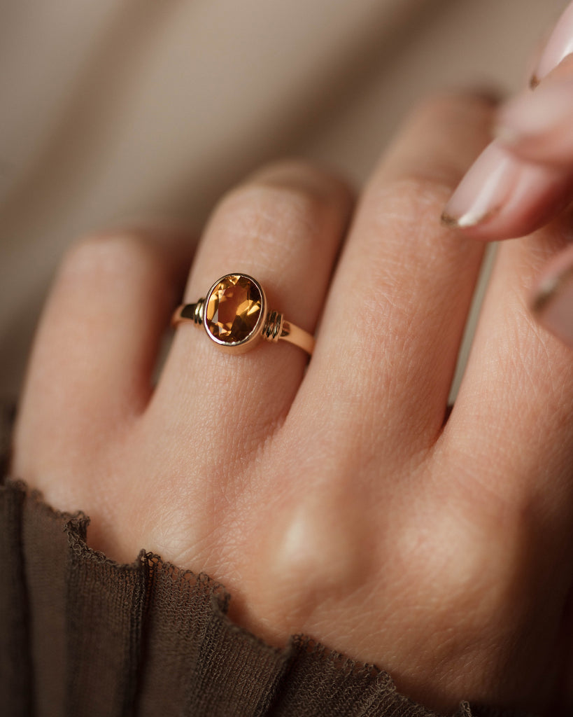 Elma Vintage 9ct Gold Citrine Single Stone Ring