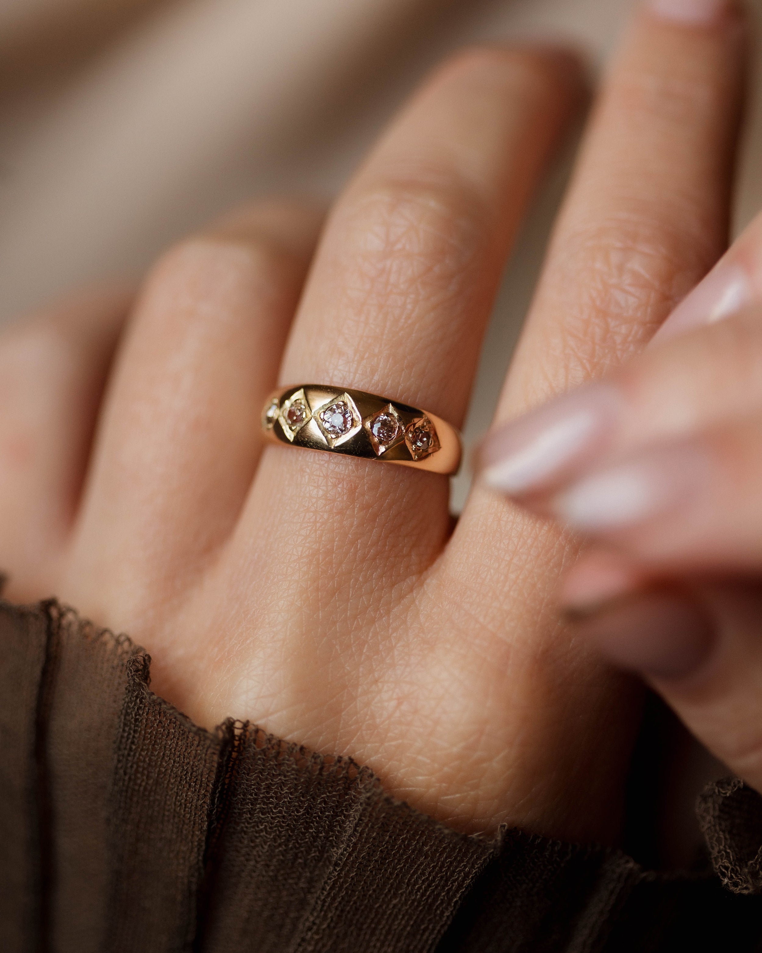 Image of Yvette 1814 Antique 18ct Gold Five Stone Diamond Ring