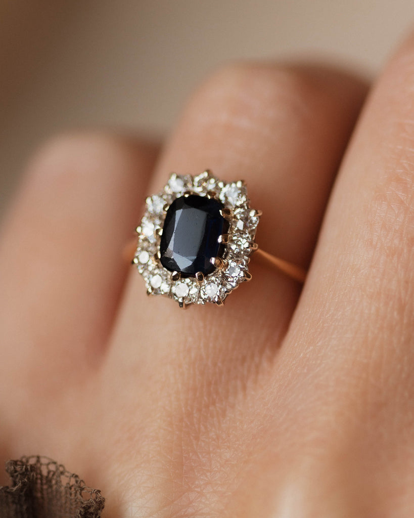 Elisabeth Antique 18ct Gold Sapphire & Diamond Cluster Ring