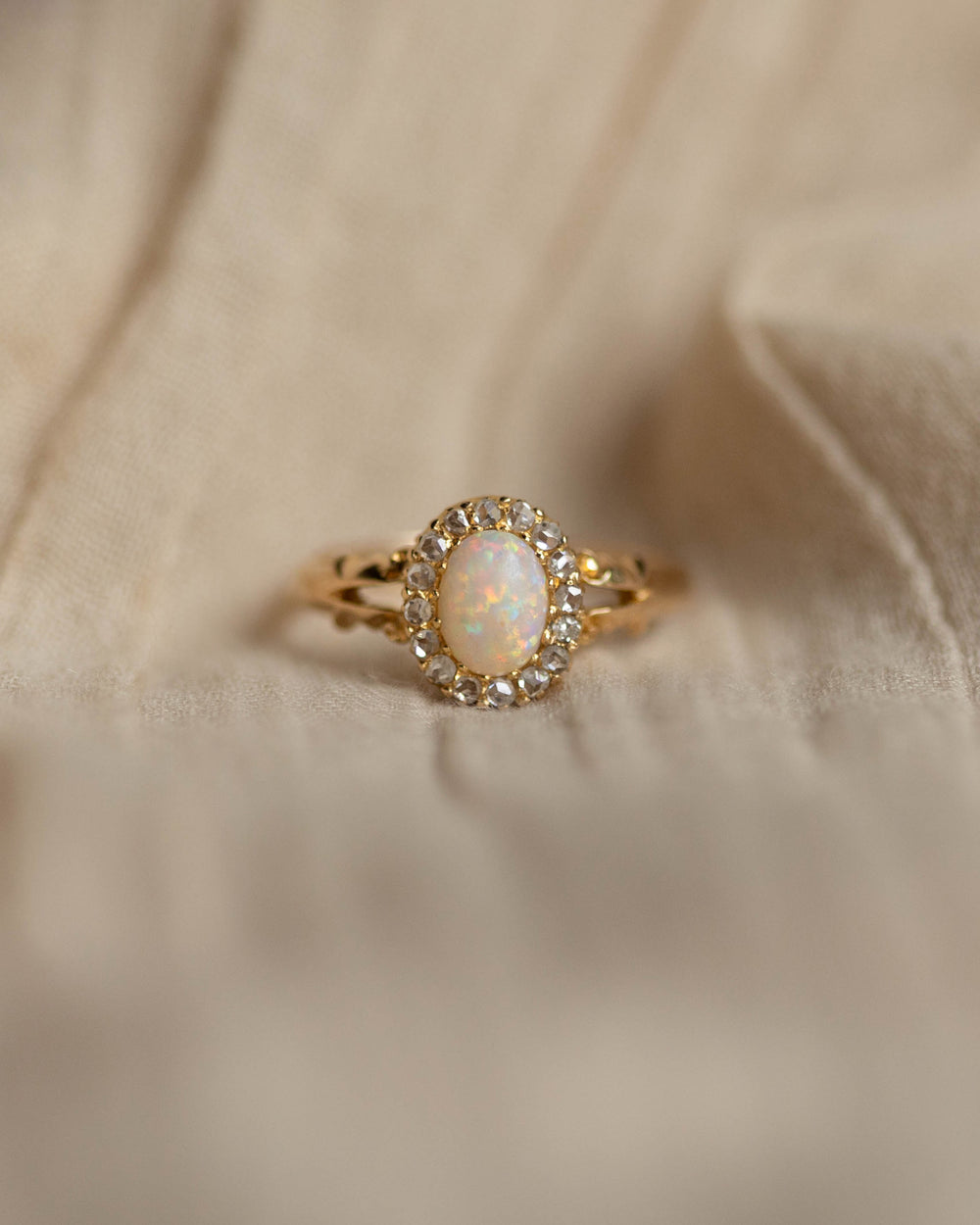 Ottilie 1902 Antique 18ct Gold Opal & Diamond Cluster Ring