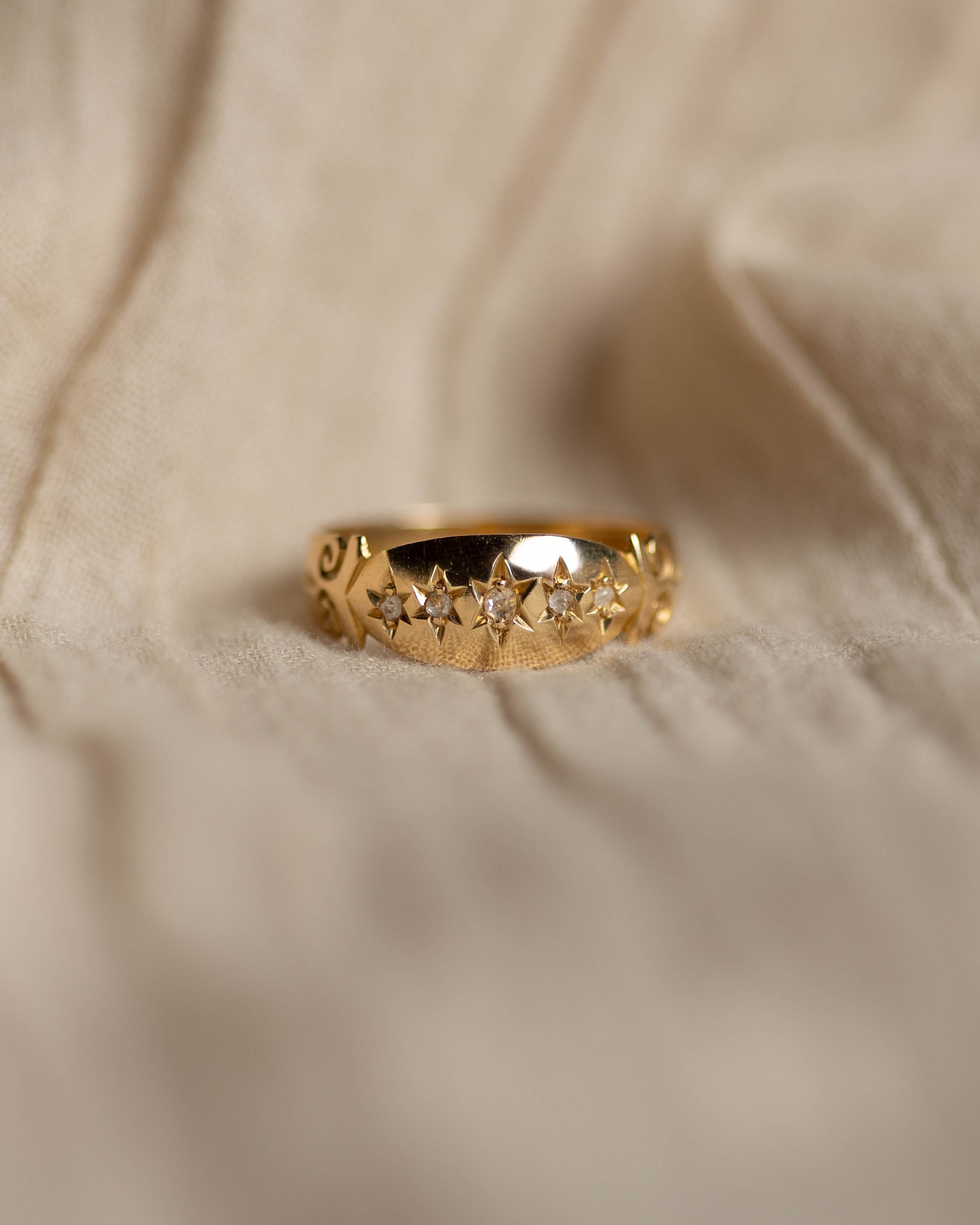 Liesel 1901 Antique 18ct Gold Star Set Diamond Five Stone Ring