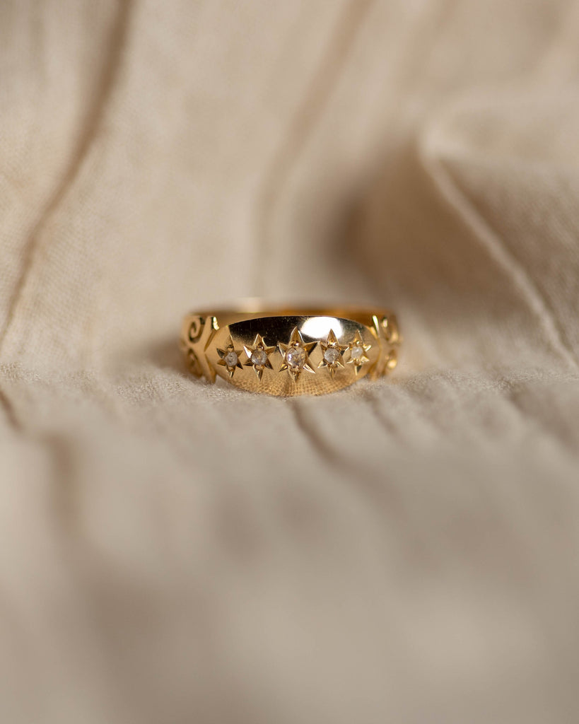 Liesel 1901 Antique 18ct Gold Star Set Diamond Five Stone Ring