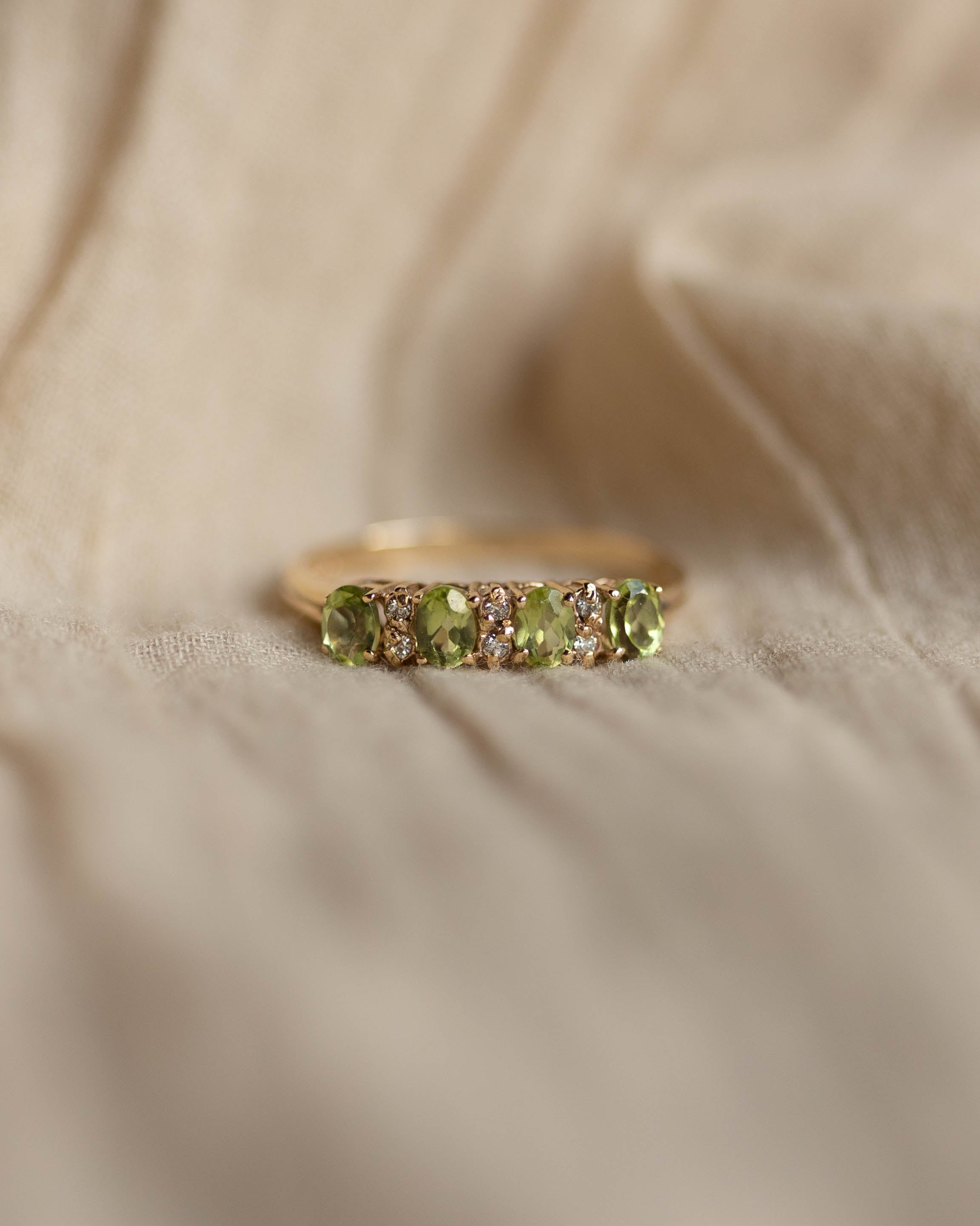 Image of Minna Vintage 9ct Gold Peridot & Diamond Half Eternity Ring