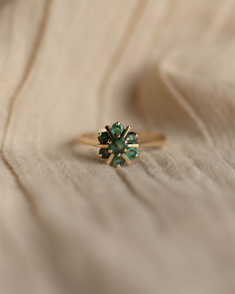 Rosina Vintage 9ct Gold Emerald Cluster Ring