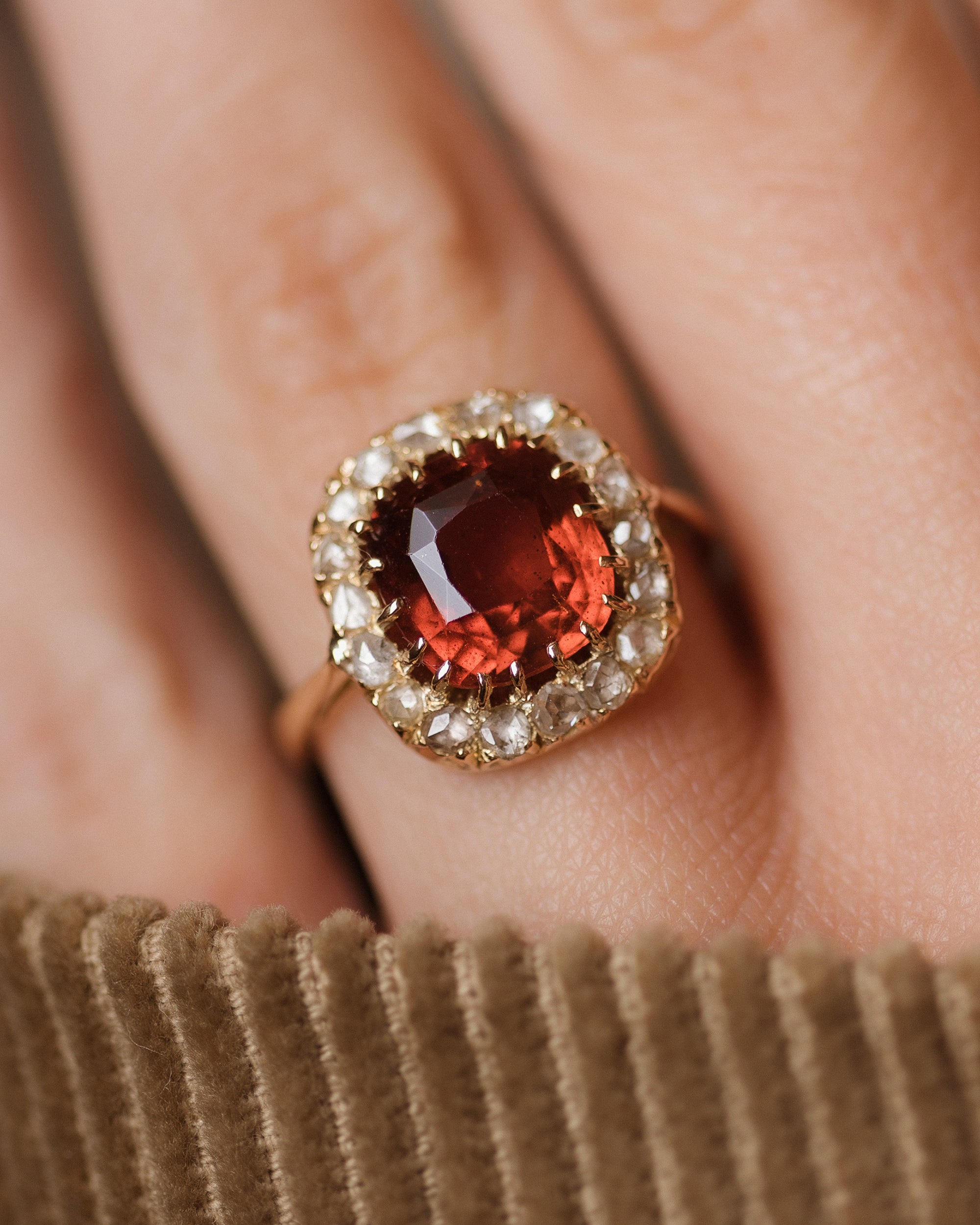 Romilly Antique 18ct Gold Garnet & Diamond Cluster Ring