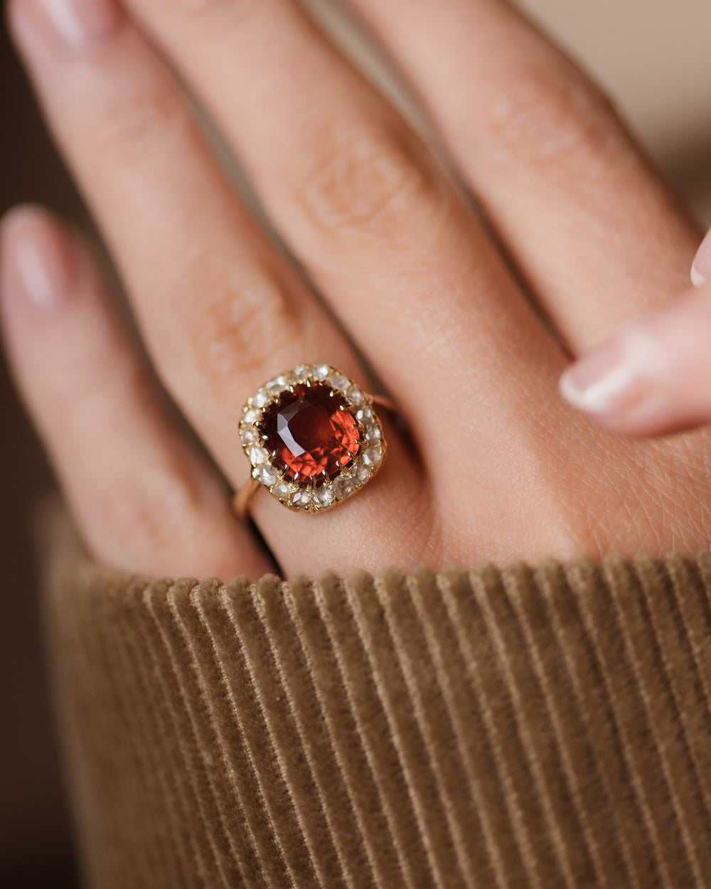 Romilly Antique 18ct Gold Garnet & Diamond Cluster Ring