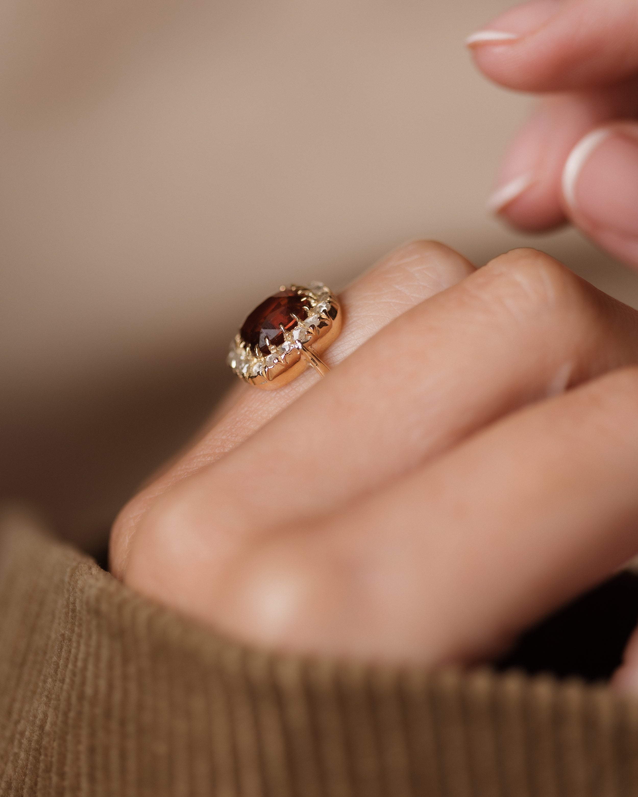Romilly Antique 18ct Gold Garnet & Diamond Cluster Ring