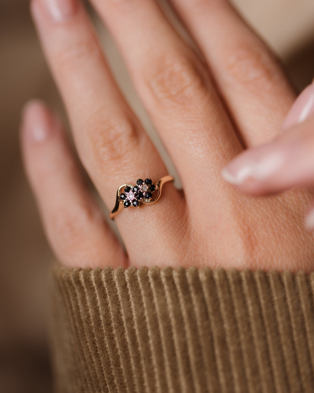 Marianne 1982 Vintage 9ct Gold Sapphire & Diamond Toi Et Moi Ring