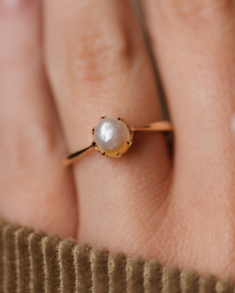 Muriel Antique 18ct Gold Pearl Single Stone Ring