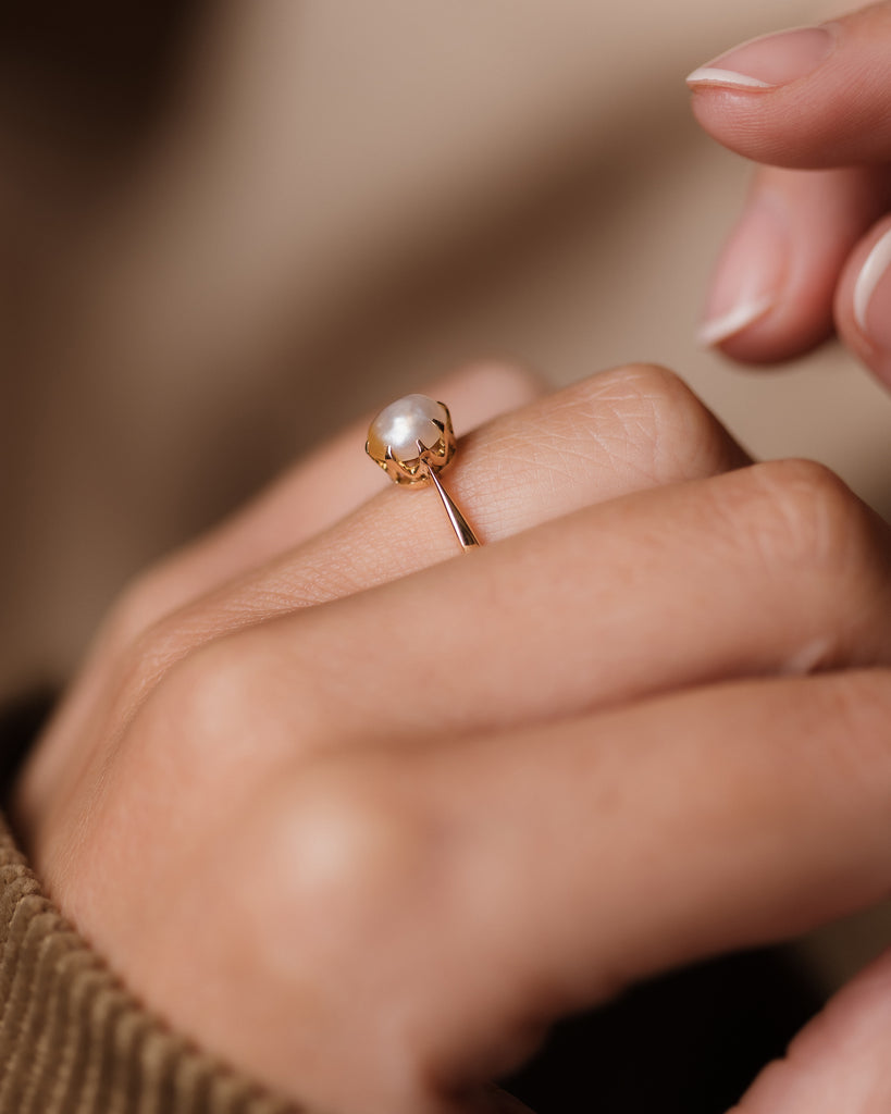 Muriel Antique 18ct Gold Pearl Single Stone Ring