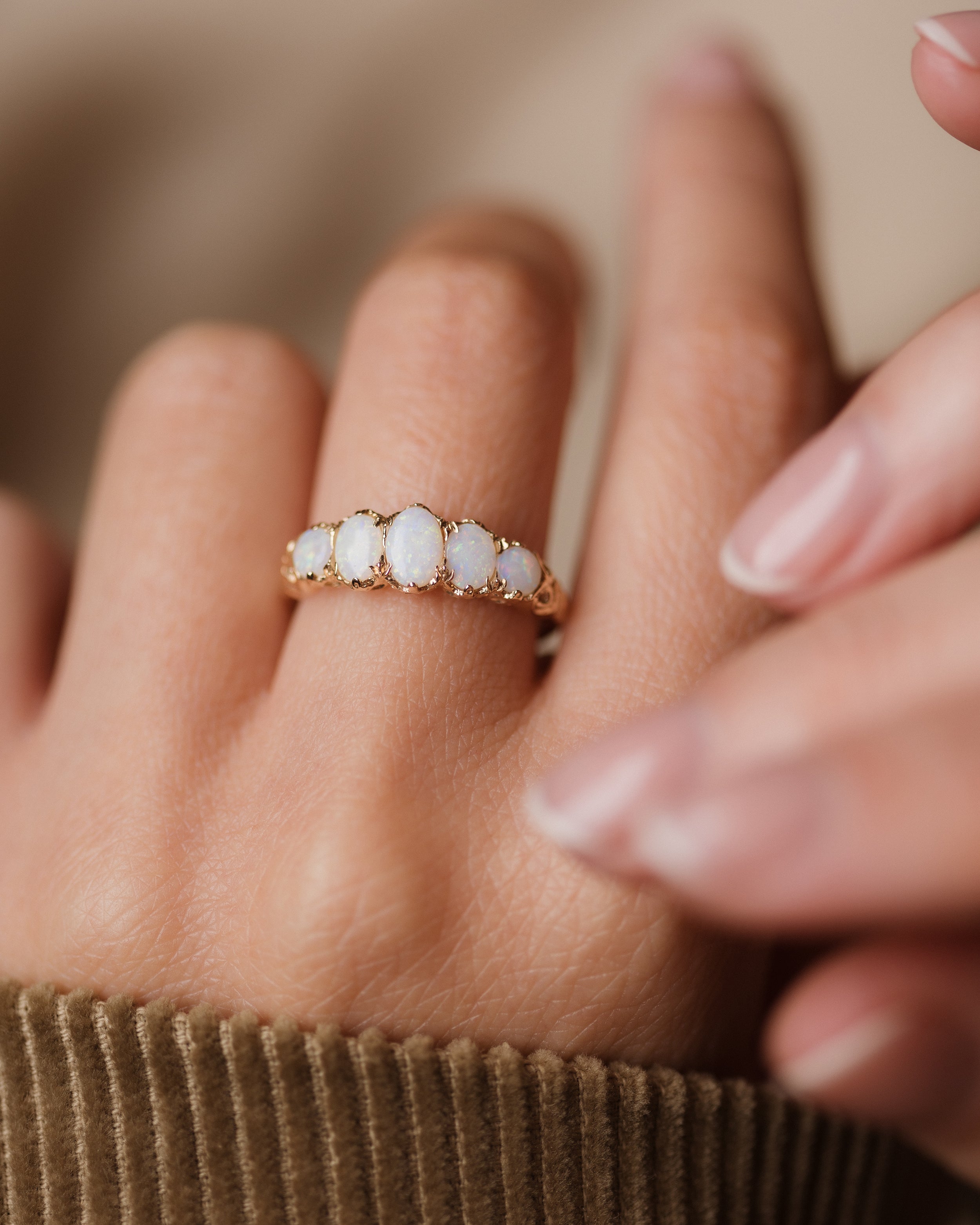 Image of Camille Vintage 9ct Gold Opal Five Stone Ring