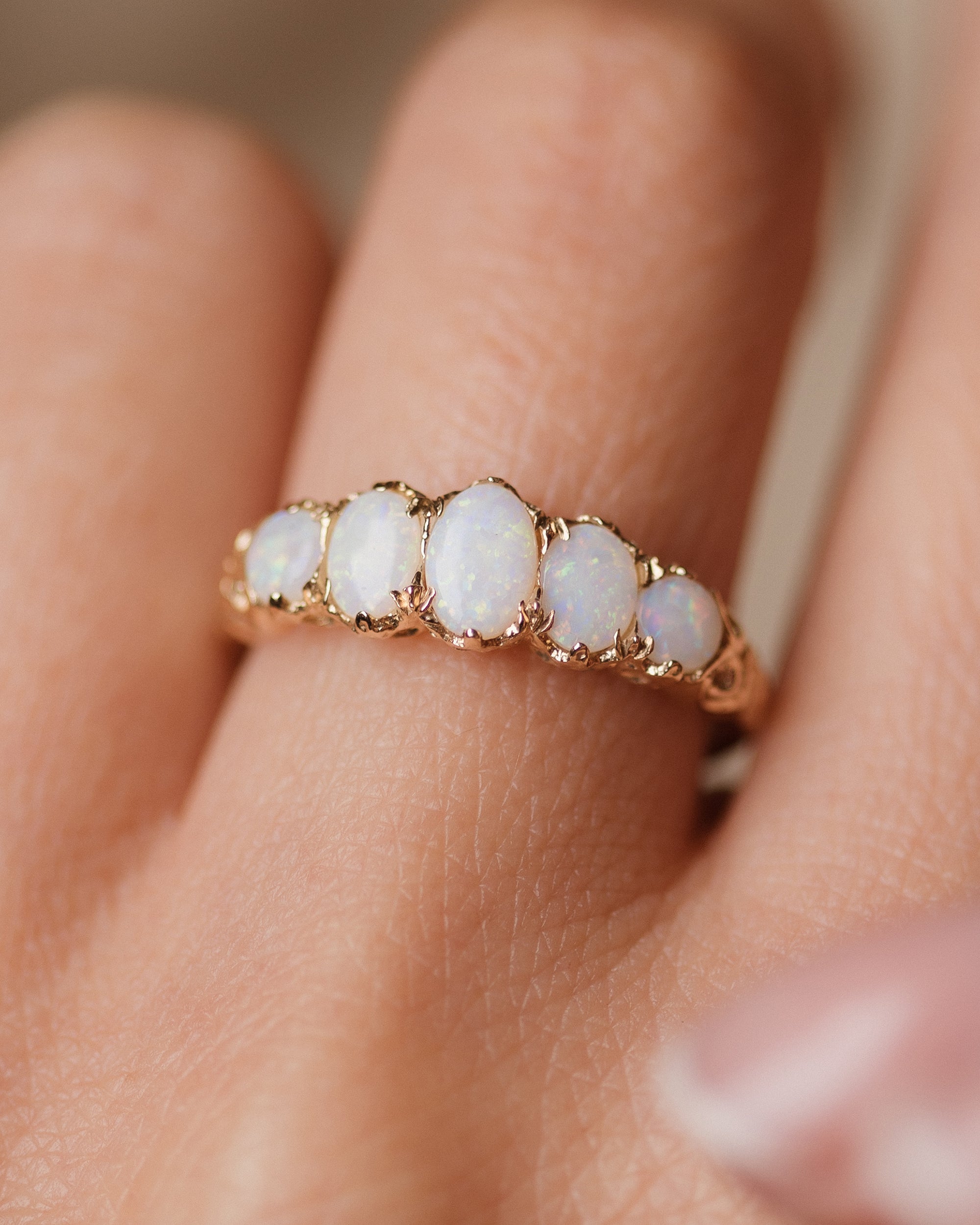 Camille Vintage 9ct Gold Opal Five Stone Ring