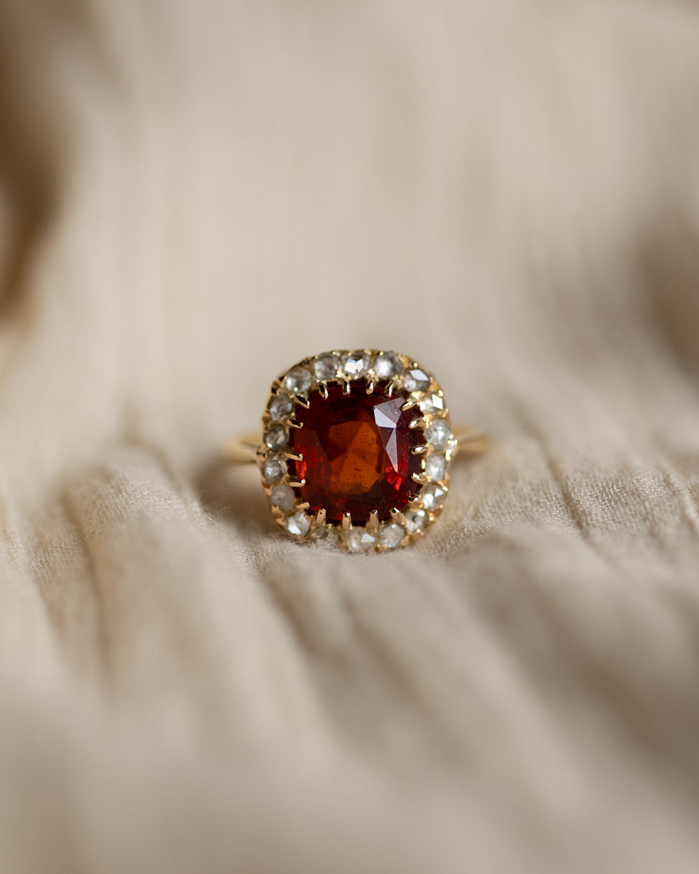 Romilly Antique 18ct Gold Garnet & Diamond Cluster Ring