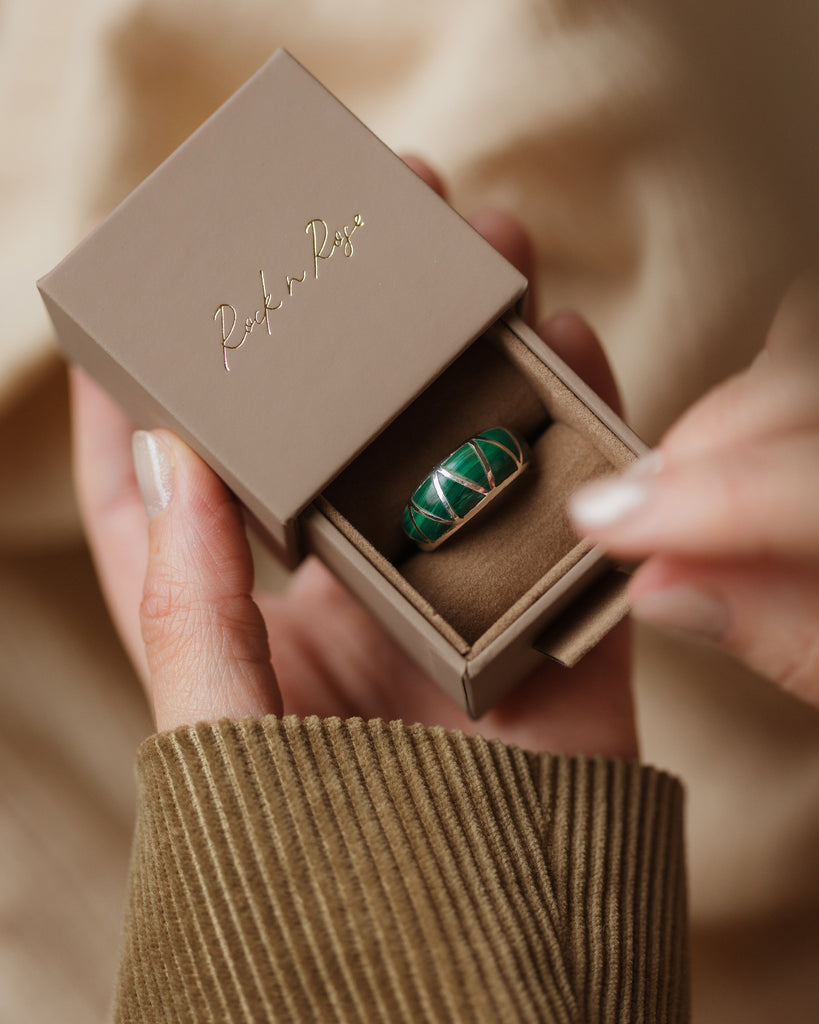 Ingrid Recycled Sterling Silver Malachite Inlay Ring