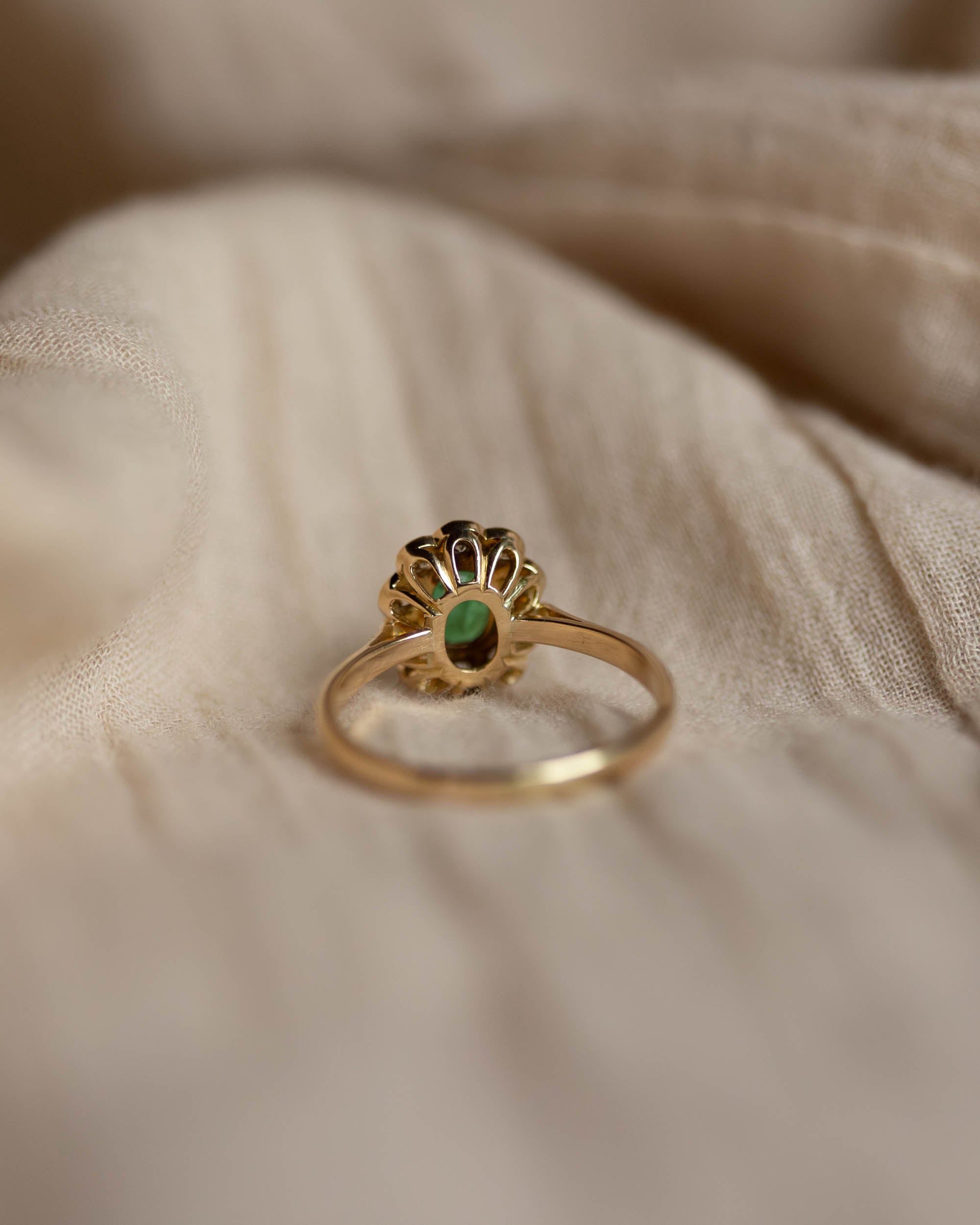 Marilou 1991 Vintage 18ct Gold Emerald & Diamond Cluster Ring