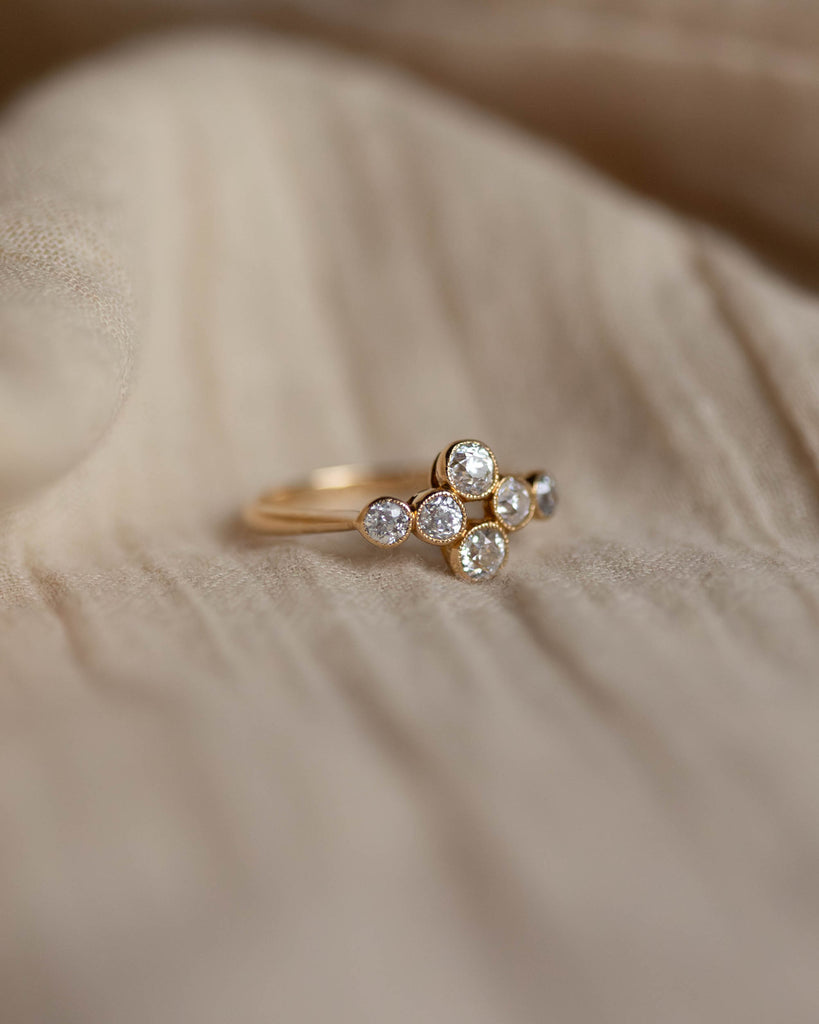 Elinor 1918 Antique Art Deco 18ct Gold Diamond Six Stone Ring
