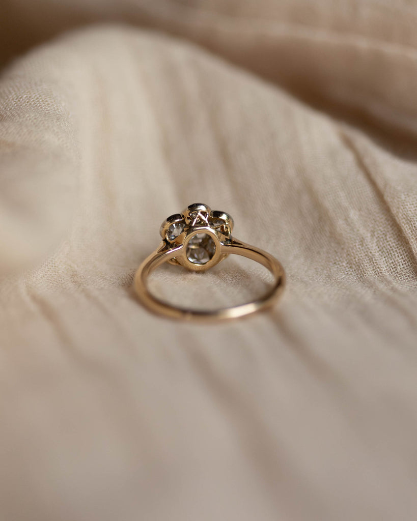 Elfrida Antique 18ct Gold Diamond Daisy Cluster Ring