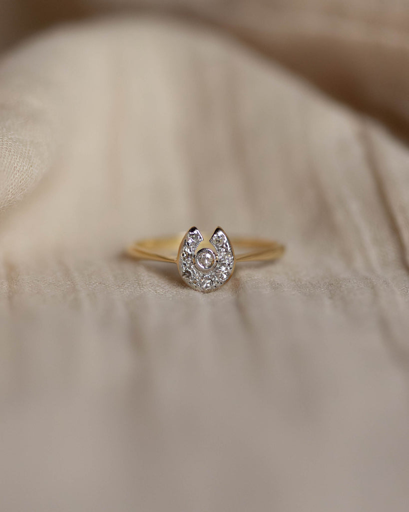 Claude Antique Art Deco 18ct Gold Diamond Horseshoe Ring