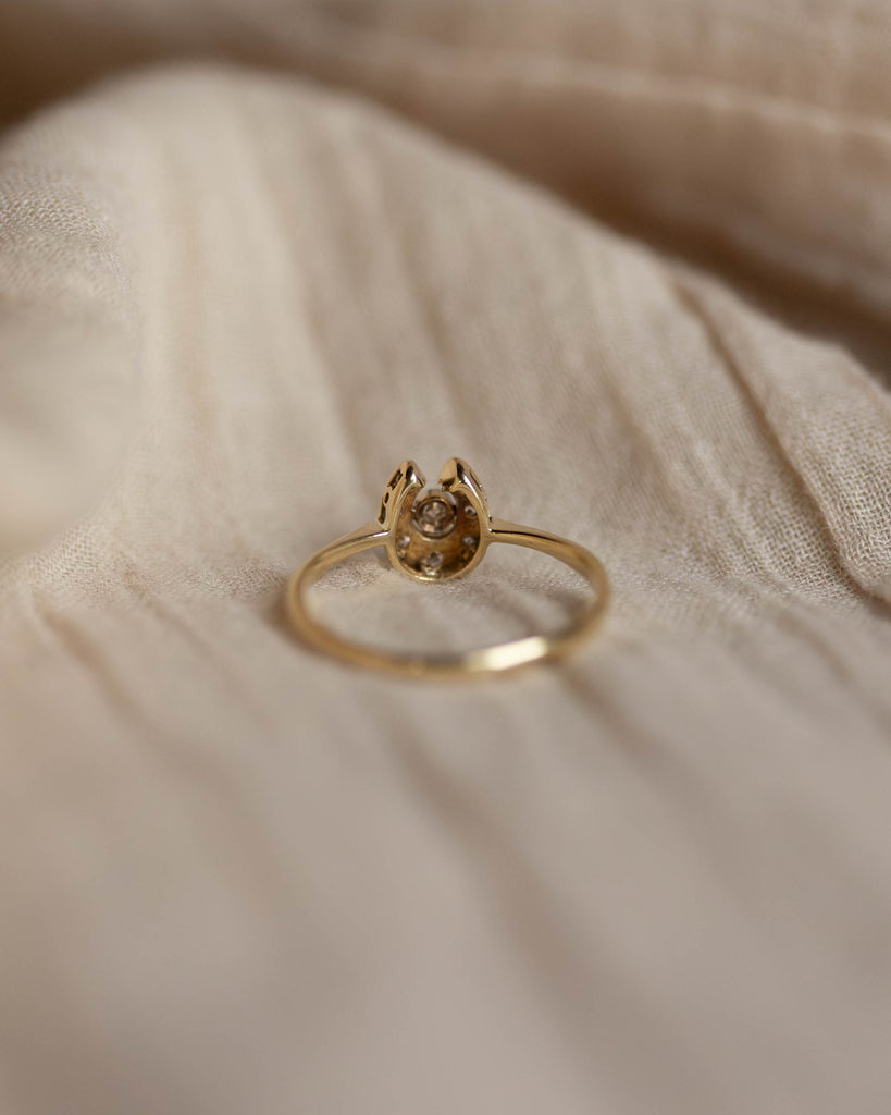 Claude Antique Art Deco 18ct Gold Diamond Horseshoe Ring