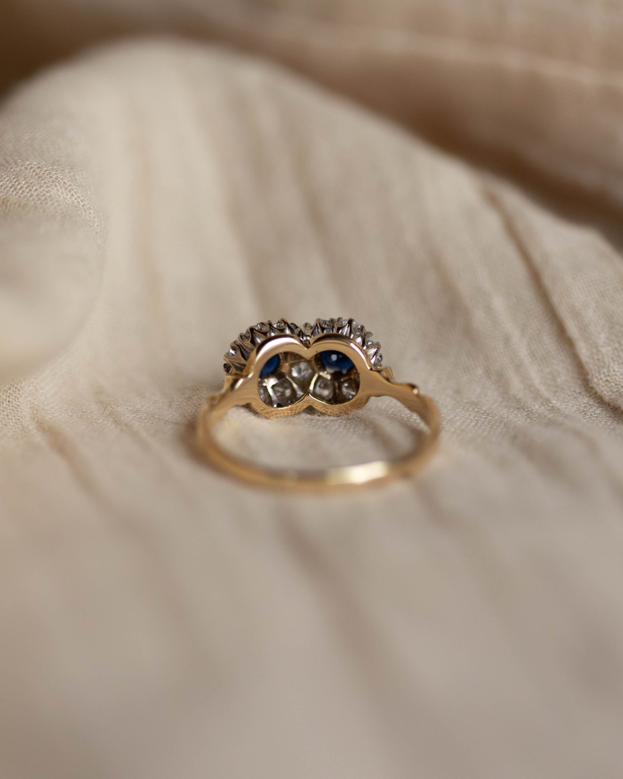 Frances 1978 Vintage 18ct Gold Sapphire & Diamond Cluster Ring