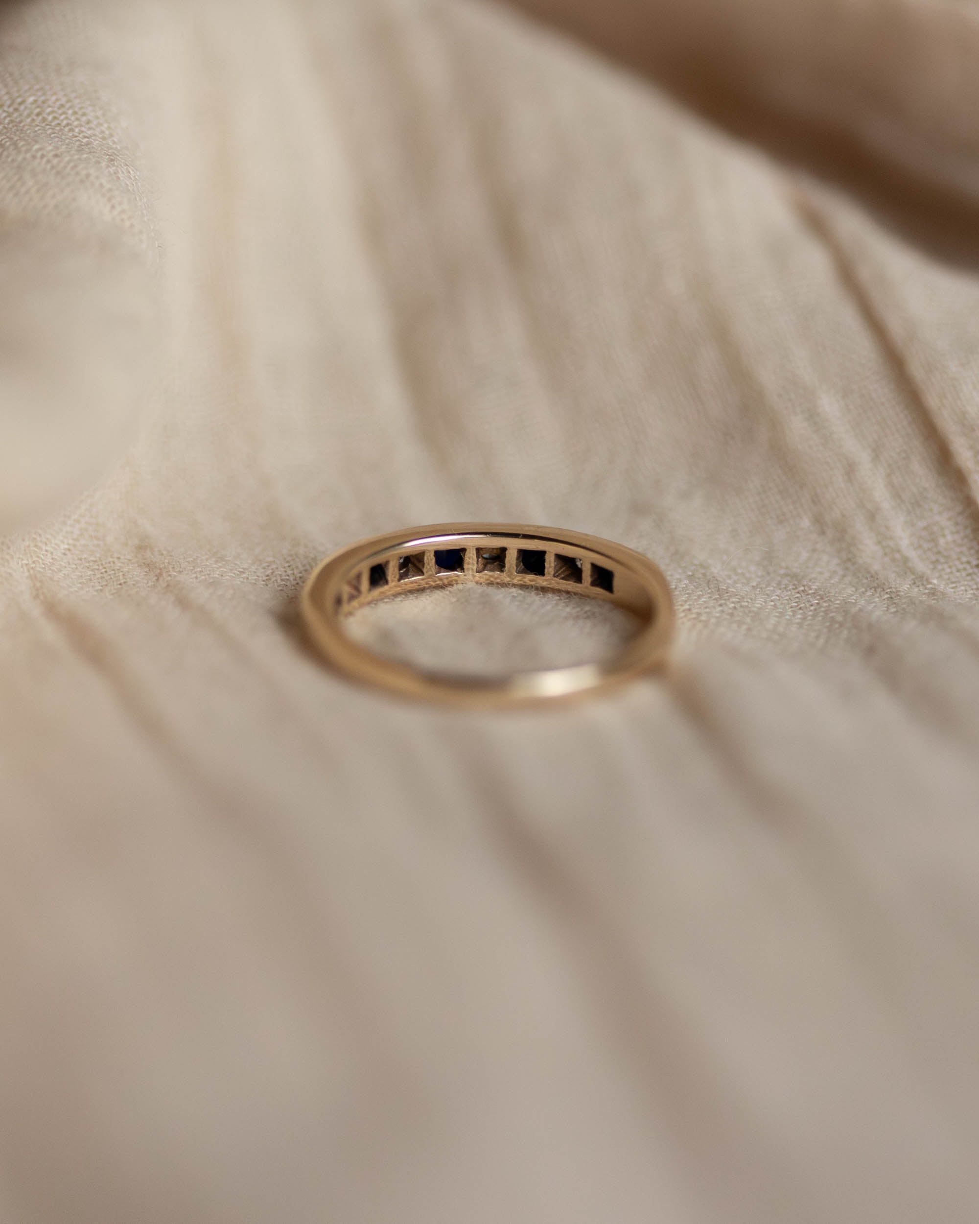 Arlene 1991 Vintage 9ct Gold Sapphire & Diamond Half Eternity Ring