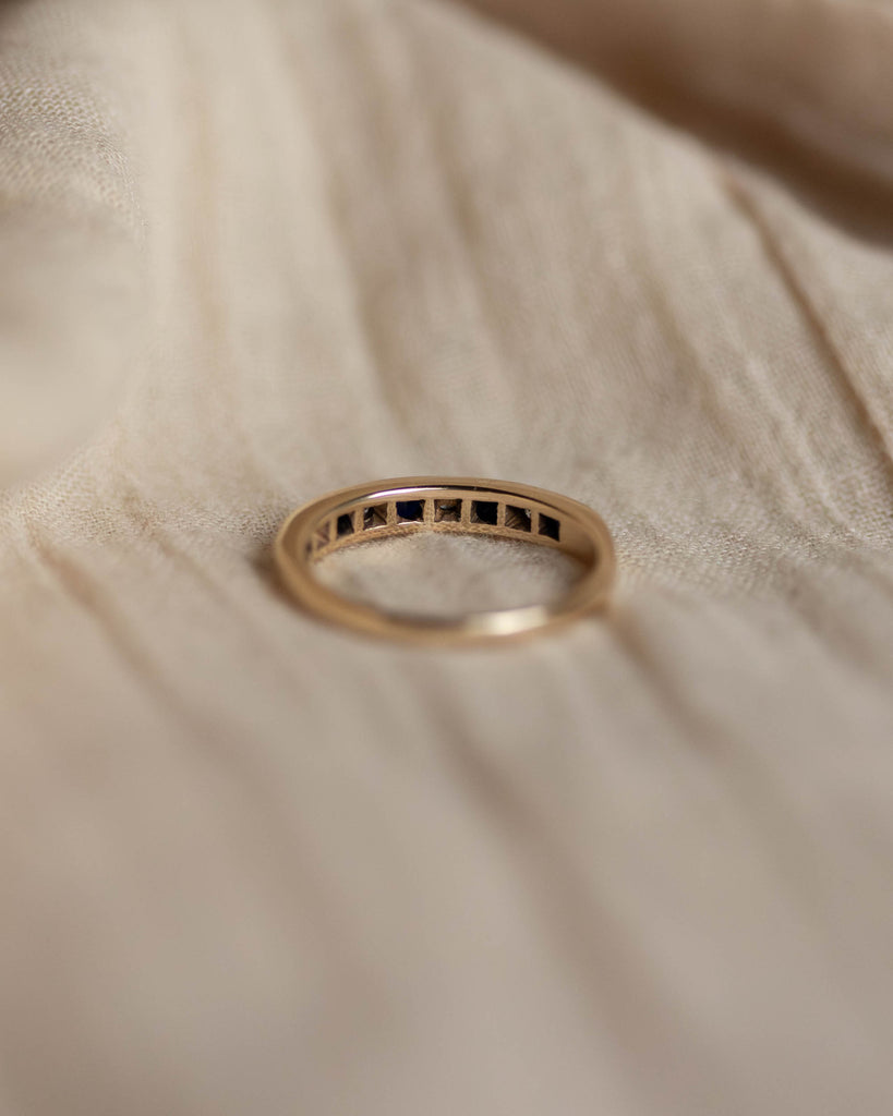 Arlene 1991 Vintage 9ct Gold Sapphire & Diamond Half Eternity Ring