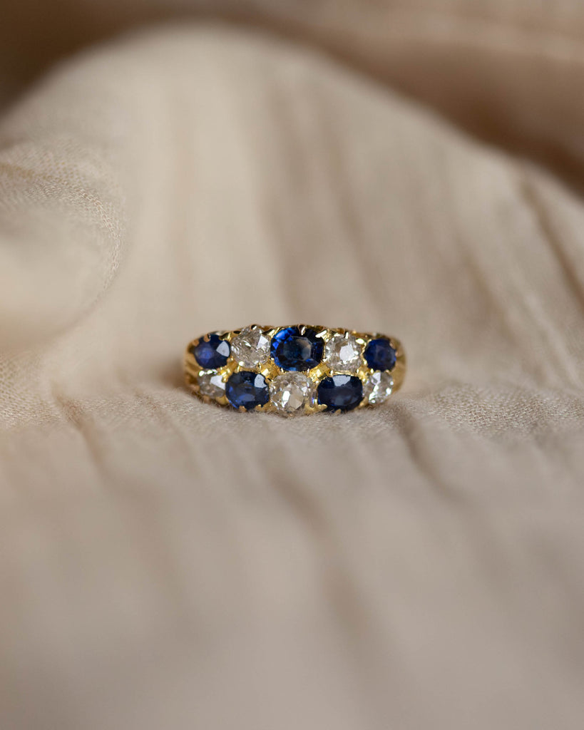 Honora Antique 18ct Gold Sapphire & Diamond Ten Stone Ring