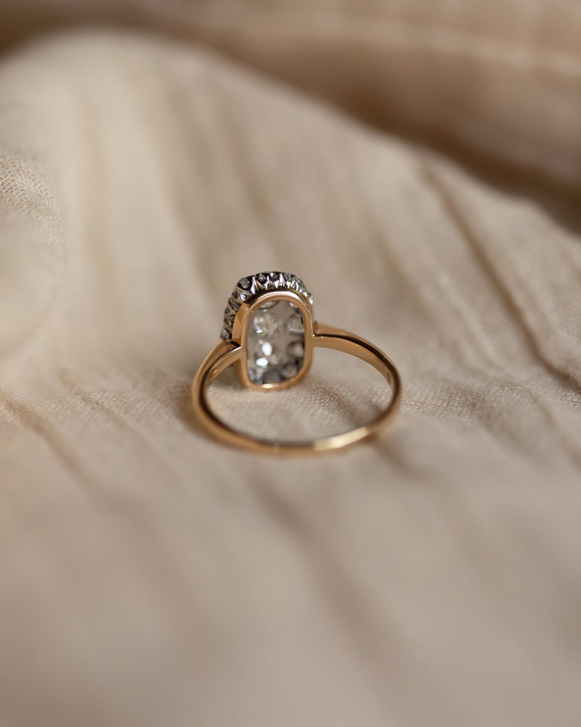 Bronwen Antique 18ct Gold Diamond Cluster Panel Ring