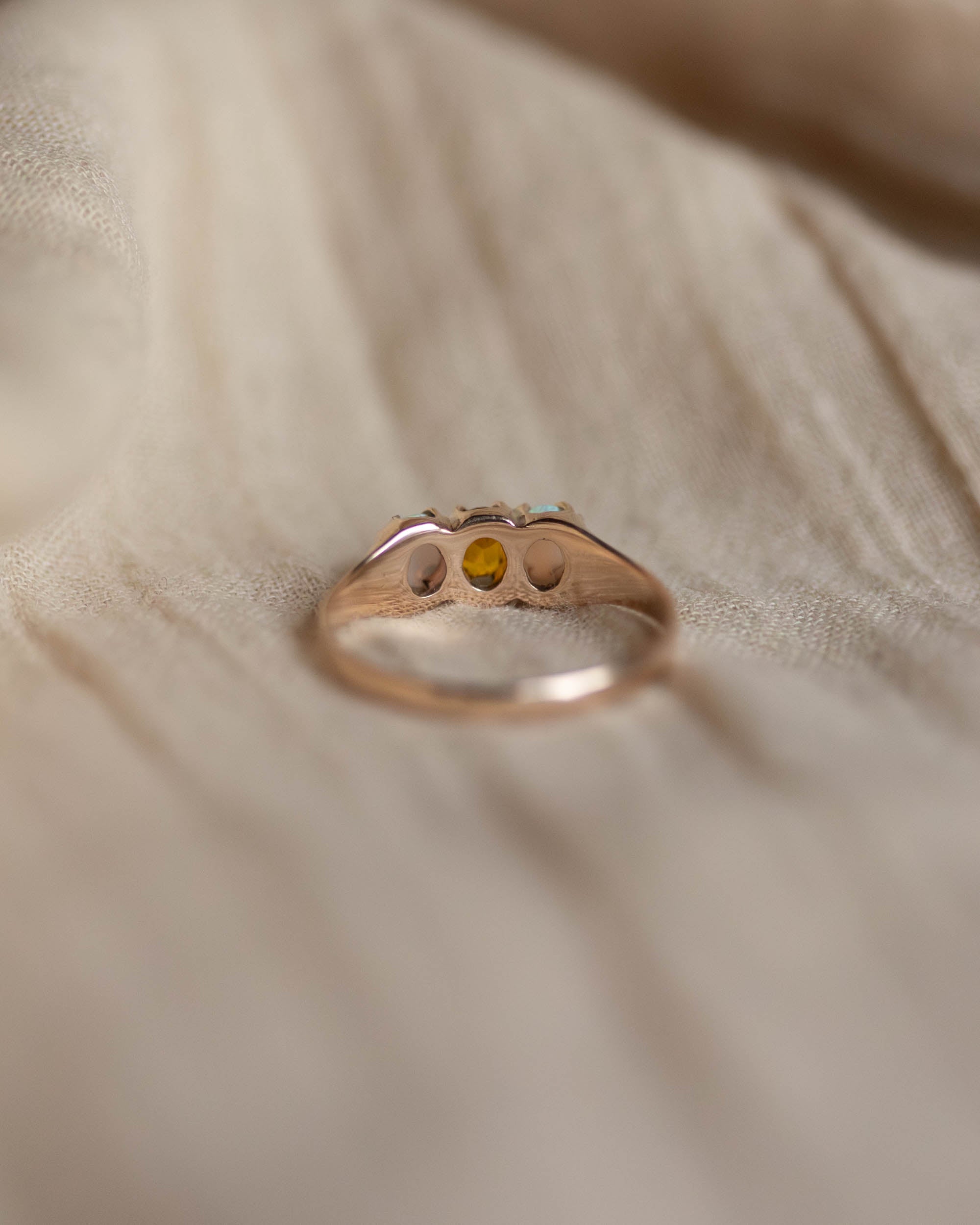 Clarice Vintage 9ct Gold Citrine & Opal Trilogy Ring