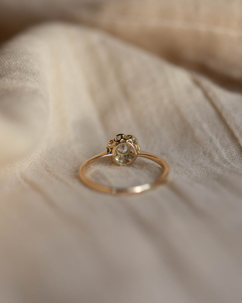 Ethel Antique Edwardian 18ct Gold Diamond Daisy Cluster Ring