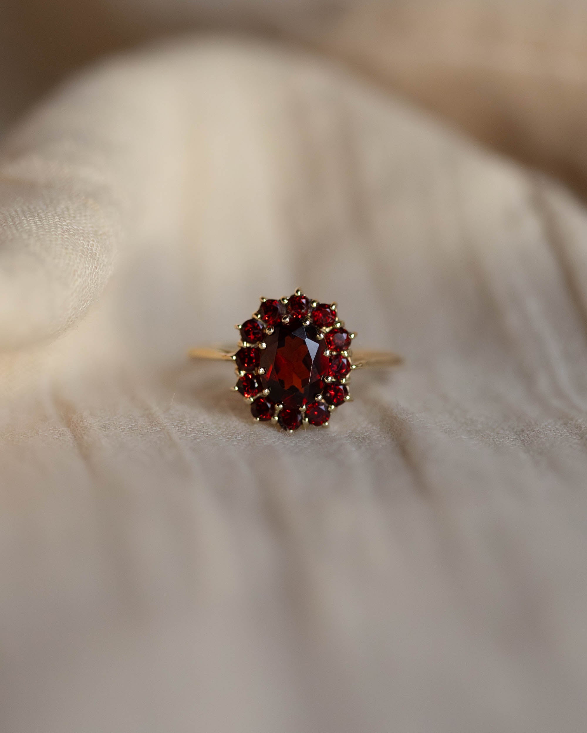 Audra Vintage 9ct Gold Garnet Cluster Ring