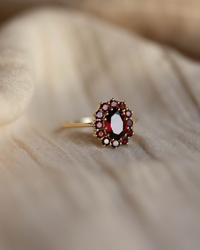 Audra Vintage 9ct Gold Garnet Cluster Ring