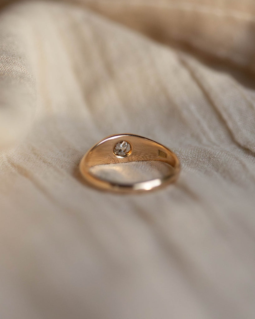 Winifred Antique 18ct Gold Single Stone Diamond Belcher Ring