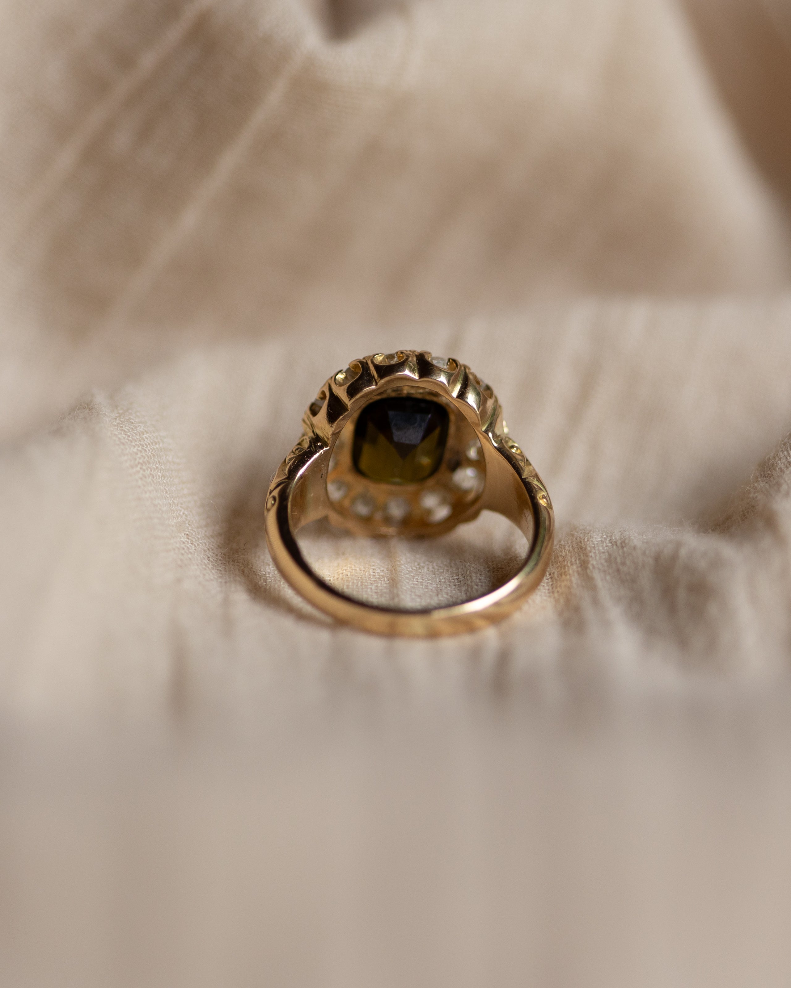Maeve Antique 18ct Gold Tourmaline & Diamond Cluster Ring