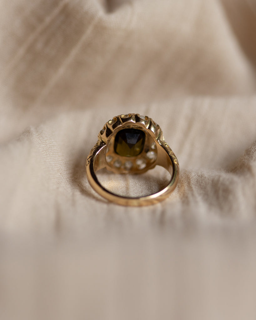 Maeve Antique 18ct Gold Tourmaline & Diamond Cluster Ring