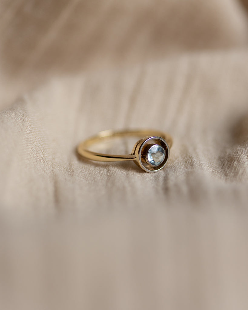 Eimear Antique Art Deco 18ct Gold Aquamarine Target Ring