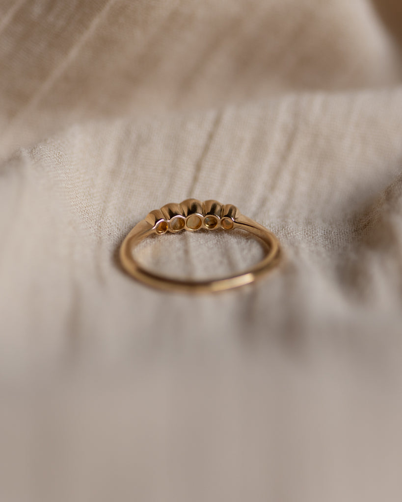 Margot 1870 Antique 18ct Gold Opal & Diamond Five Stone Ring