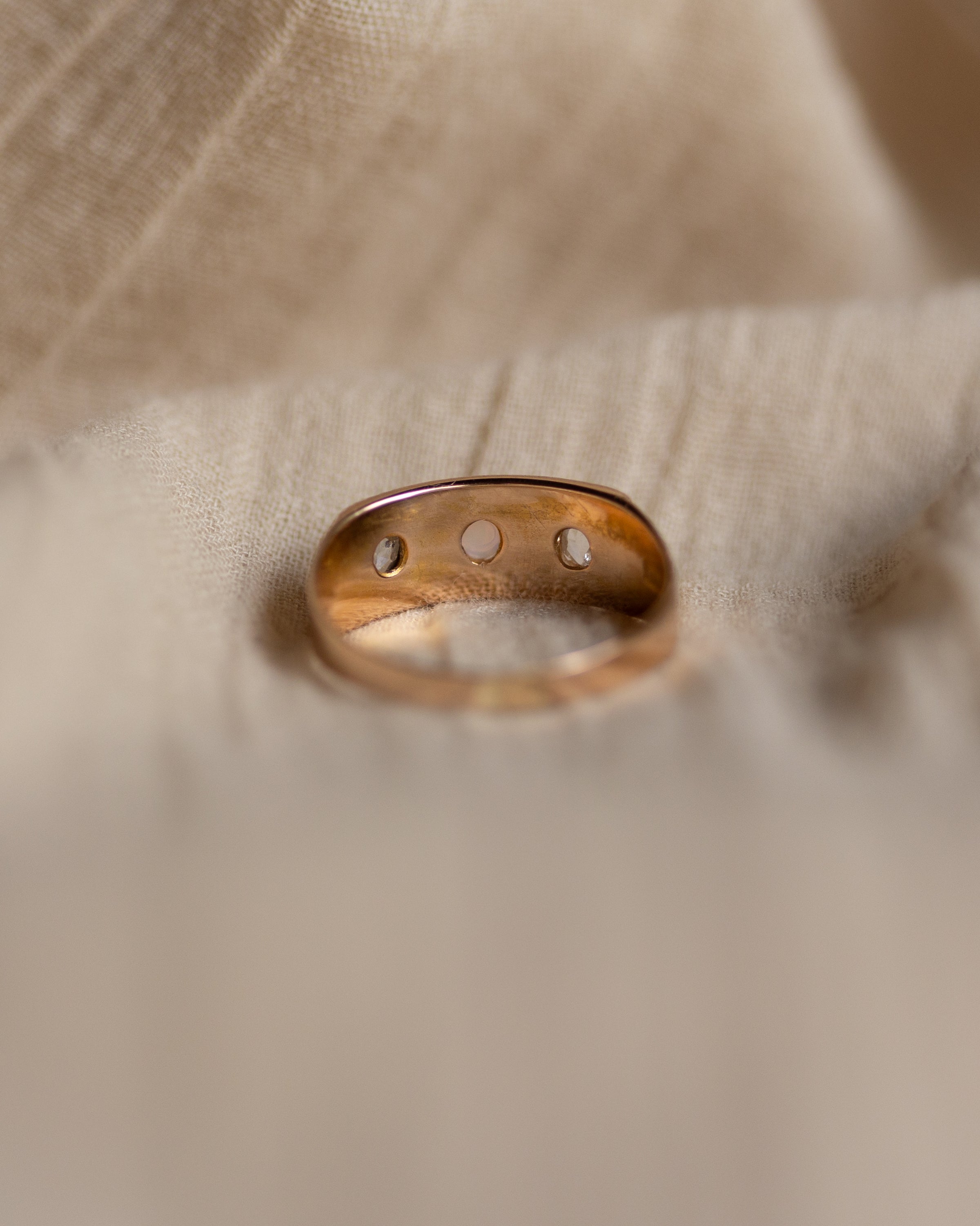 Gracie 1879 Antique 15ct Gold Opal & Diamond Trilogy Ring