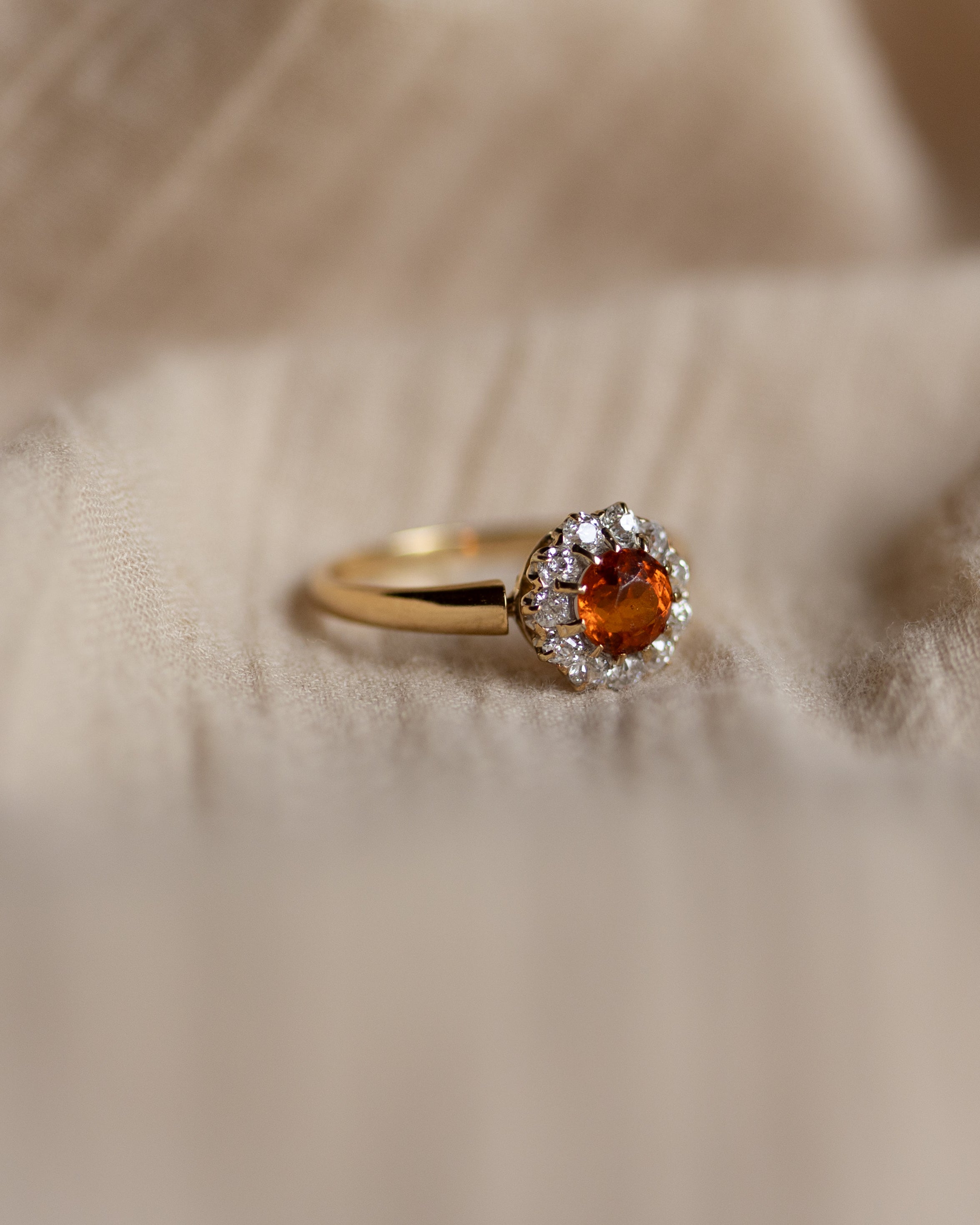 Inès Antique 18ct Gold Citrine & Diamond Cluster Ring