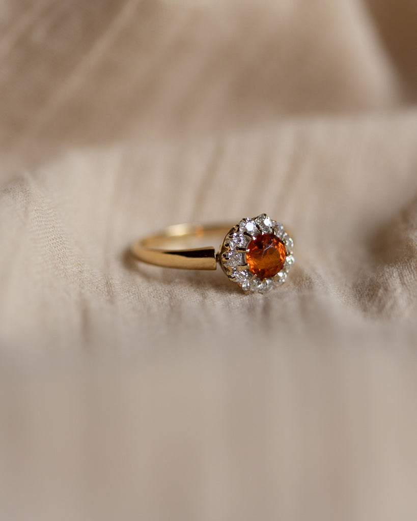 Inès Antique 18ct Gold Citrine & Diamond Cluster Ring