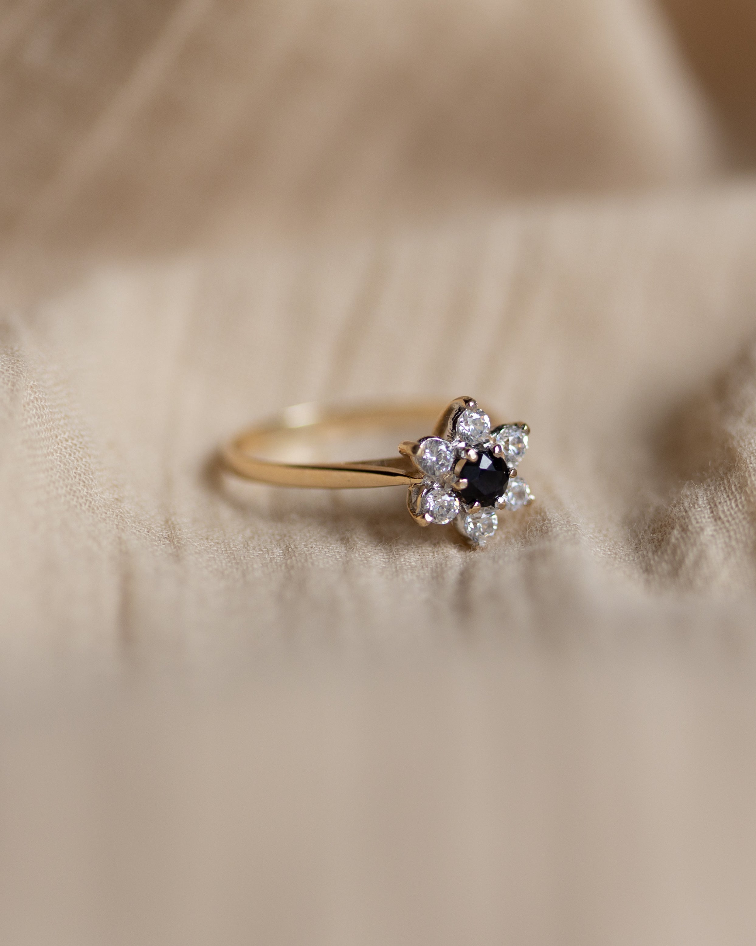 Sylvaine 1982 Vintage 18ct Gold Sapphire & Diamond Cluster Ring