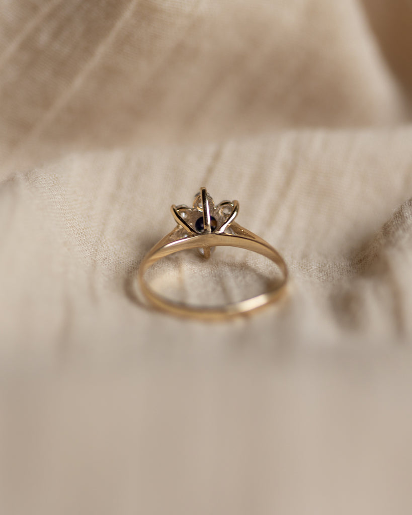 Sylvaine 1982 Vintage 18ct Gold Sapphire & Diamond Cluster Ring