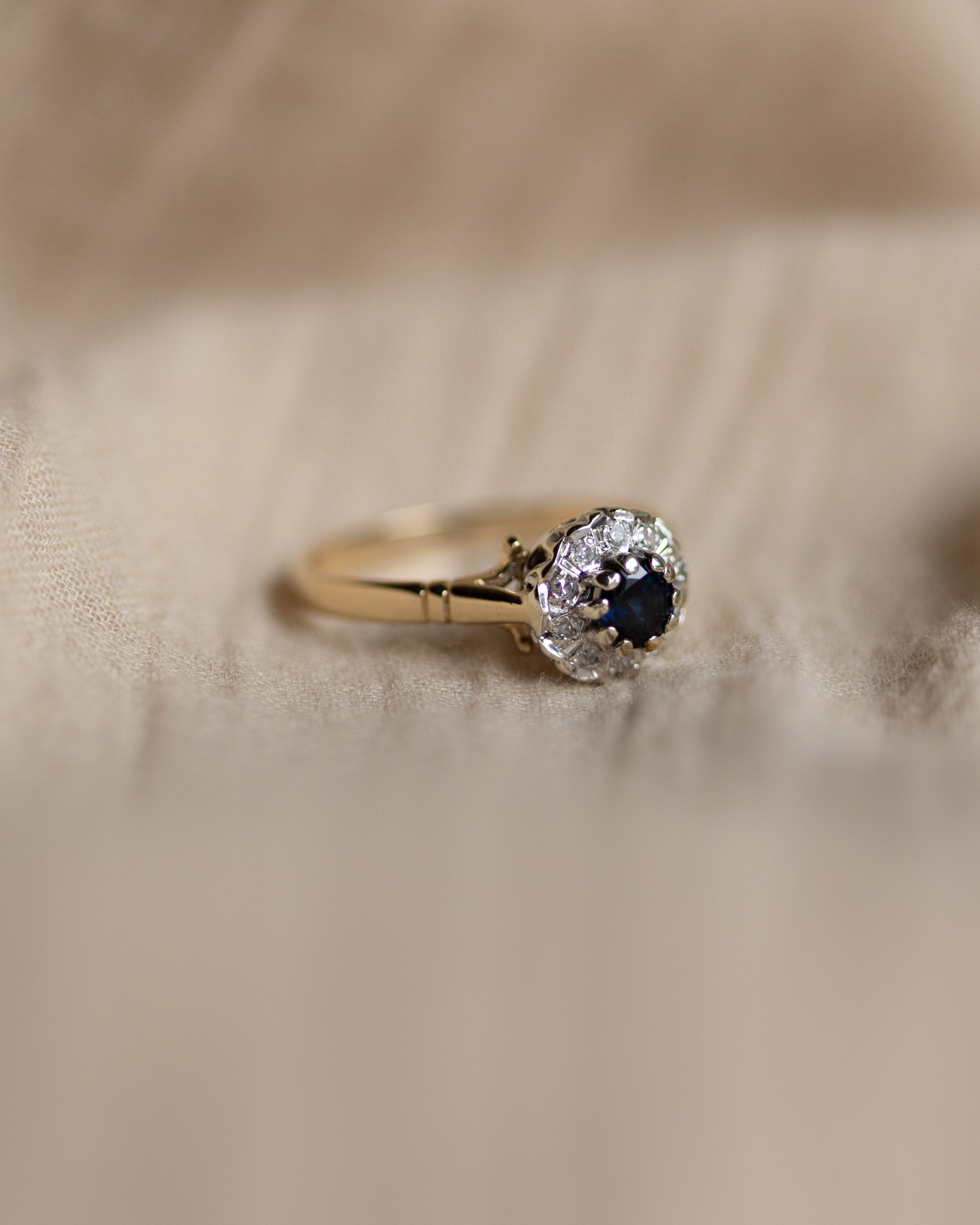 Juliane 1985 Vintage 9ct Gold Sapphire & Diamond Cluster Ring