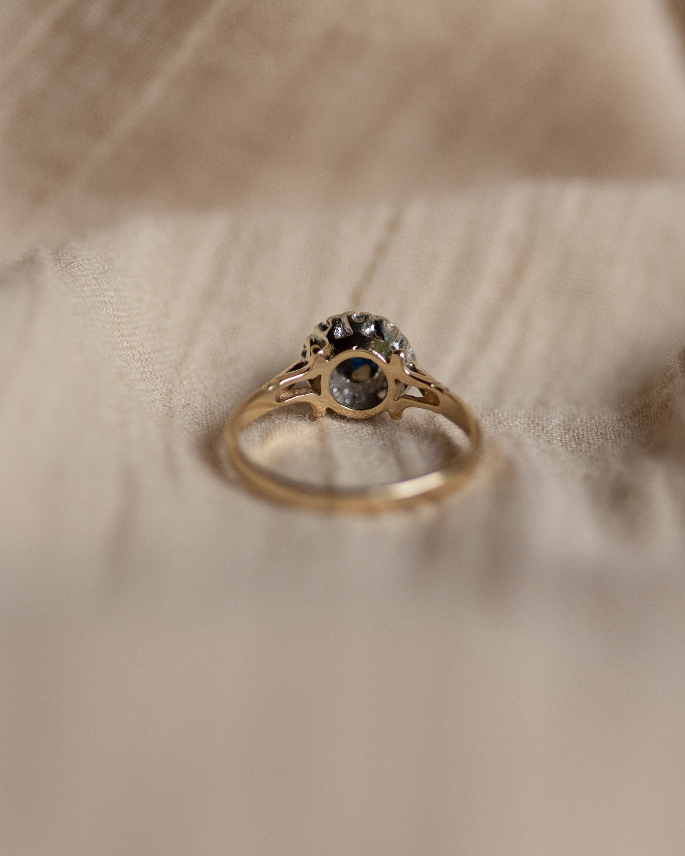 Juliane 1985 Vintage 9ct Gold Sapphire & Diamond Cluster Ring