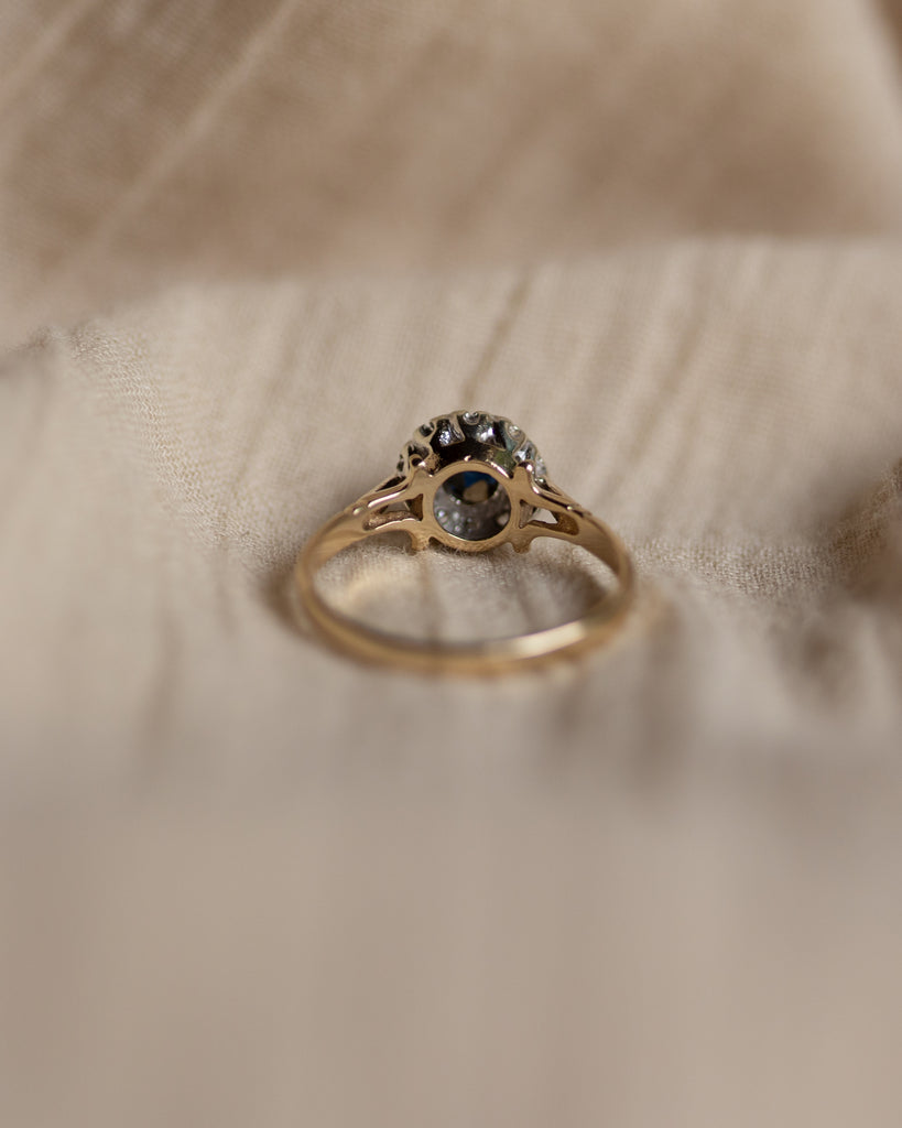 Juliane 1985 Vintage 9ct Gold Sapphire & Diamond Cluster Ring