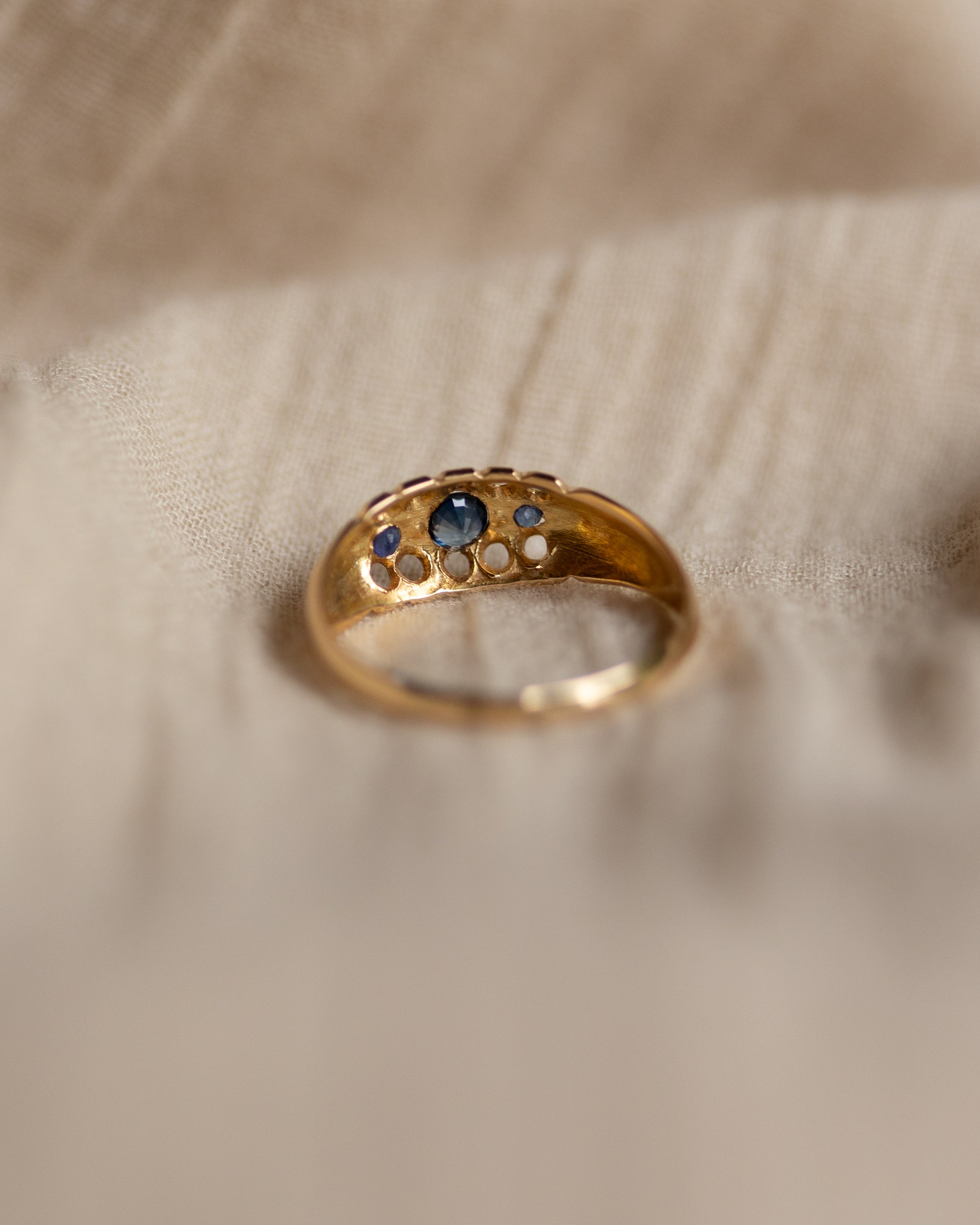 Yvette 1919 Antique 18ct Gold Sapphire & Diamond Five Stone Ring