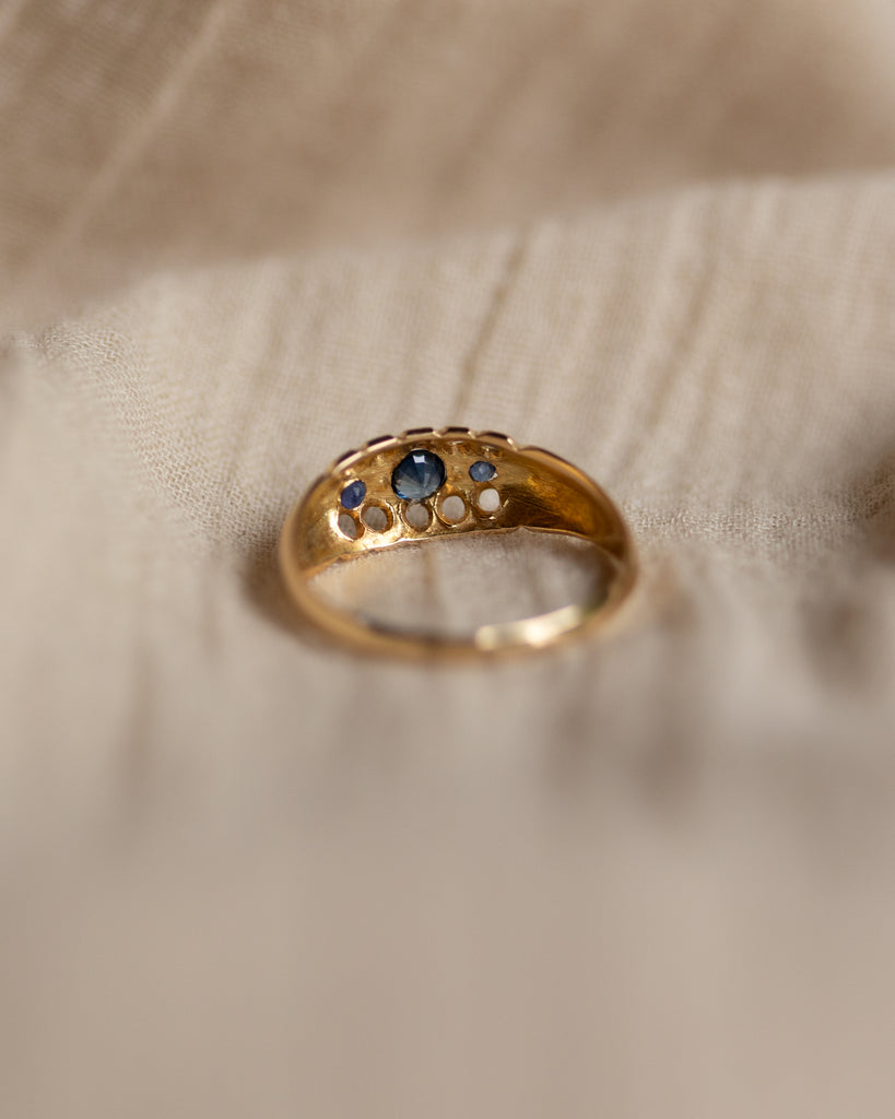 Yvette 1919 Antique 18ct Gold Sapphire & Diamond Five Stone Ring